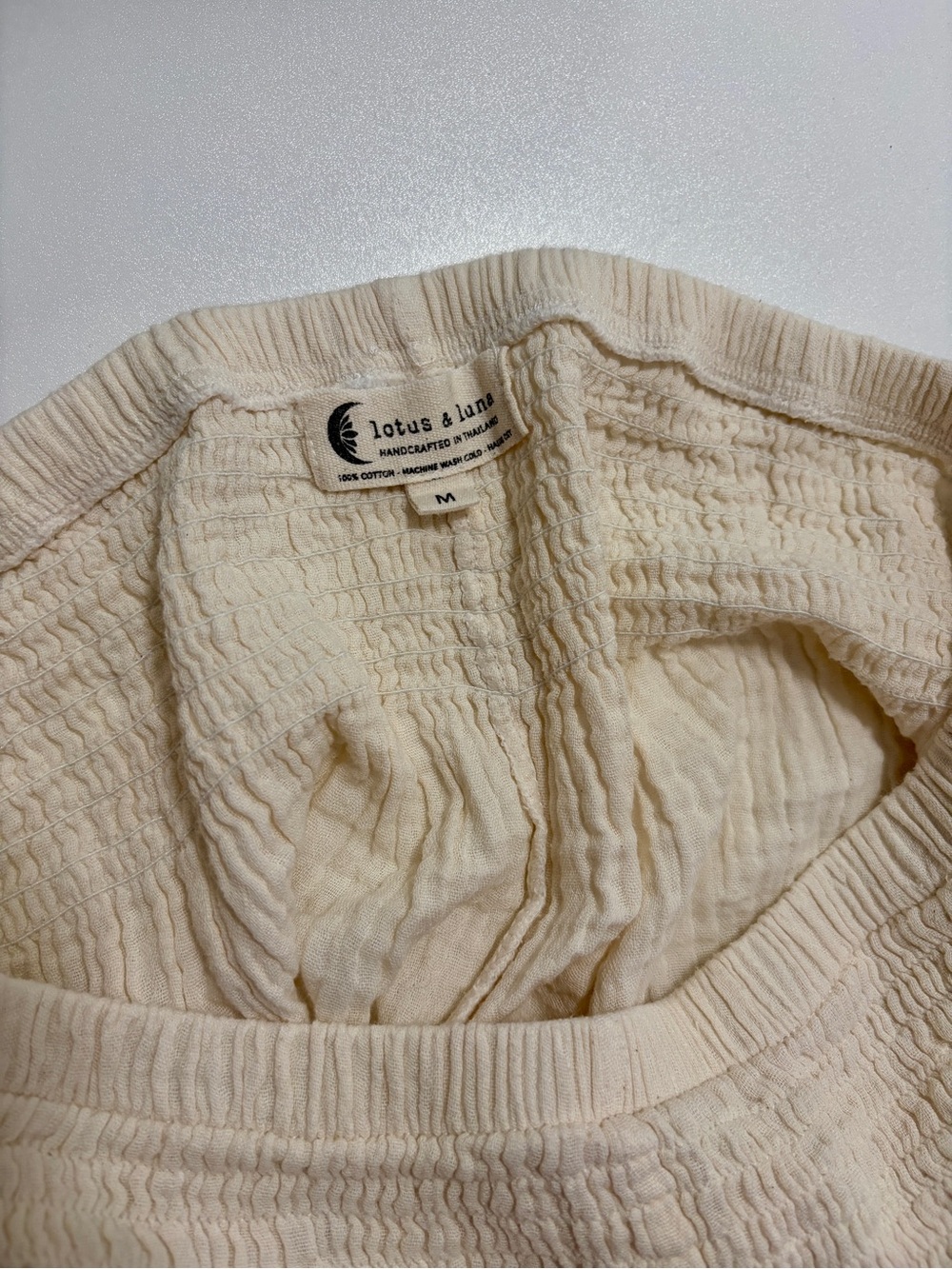 Lotus and Luna Women’s Cream Lightweight 100% Cotton, Linen Pants, handmade - Picture 5 of 5